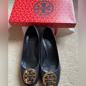 Tory Burch Black and Gold heel